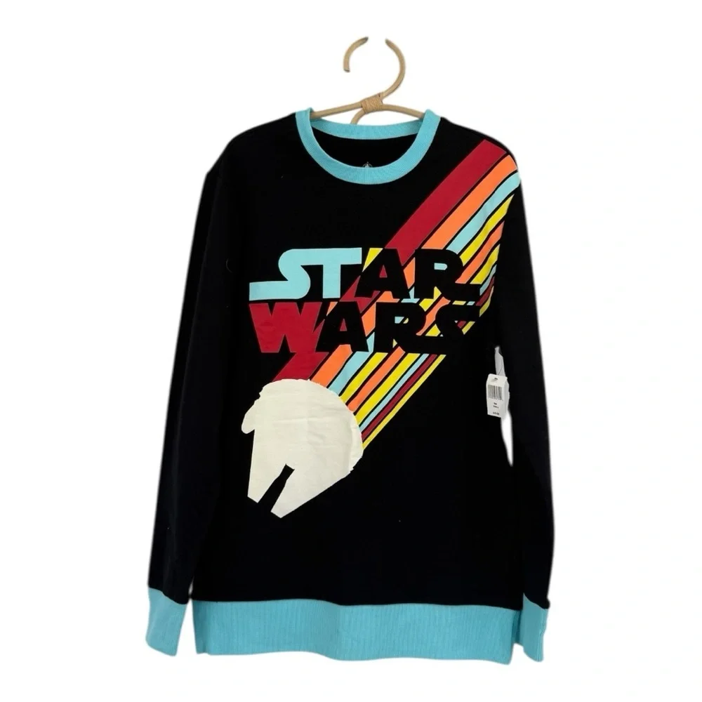 Disney Parks Throwback Retro Sweatshirt Millennium Falcon Crewneck Galaxy 80’s